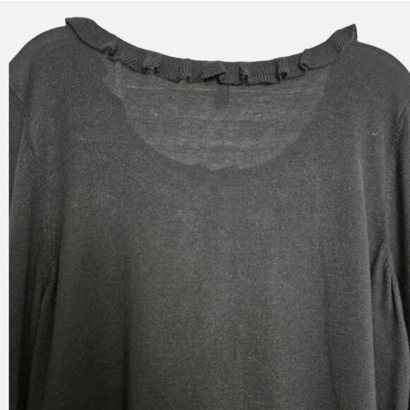 Talbots Women's Black Silk Blend Ruffle Cardigan Sweater Size MP EUC - Picture 9 of 10